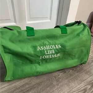Green Duffel Bag with Bold Statement